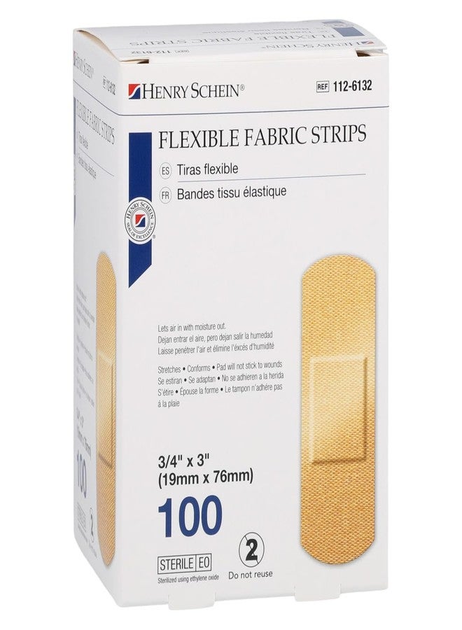 Henry Schein Adhesive Fabric Bandage Strips, 3/4" x 3", Sterile, Box of 100 - Image 1
